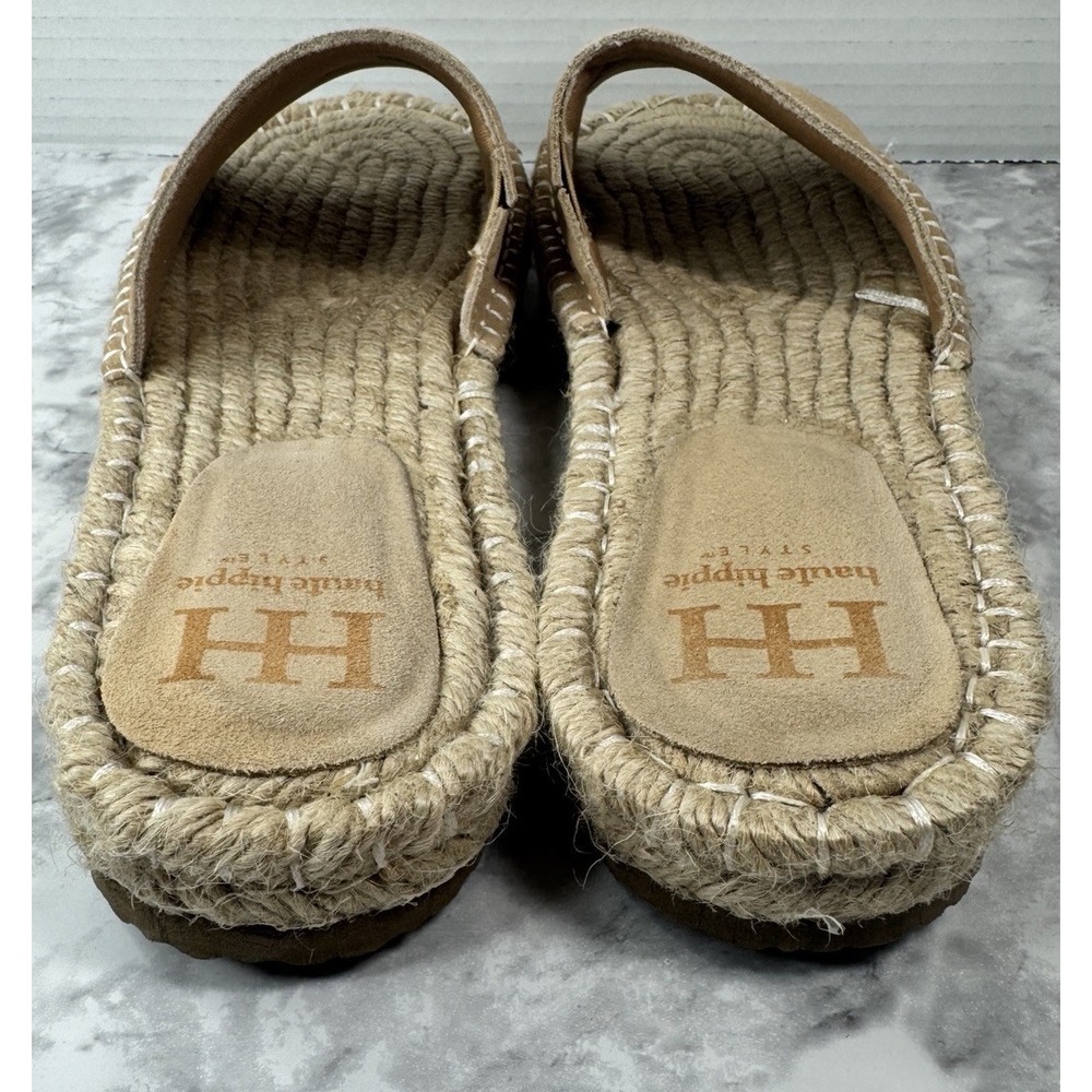 Haute Hippie Espadrille Tan Suede Leather Slides Woman's Size 8.5 - Picture 4 of 9